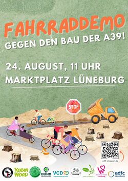 link=https://t.me/s/KeineA39/356 24.8.2025 11 Uhr, Marktplatz Lüneburg: Fahrraddemo für eine sozial- und klimagerechte Verkehrswende und gegen Autobahnbau